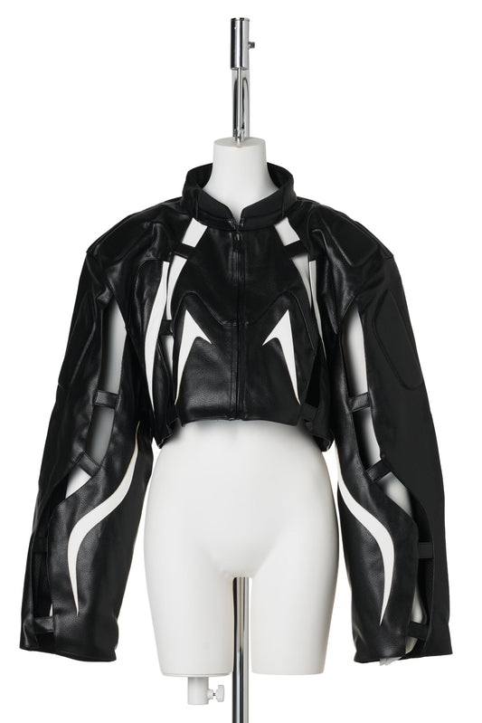 OCTANCE MOTO FLOATING CROP JACKET / BLACK/WHITE