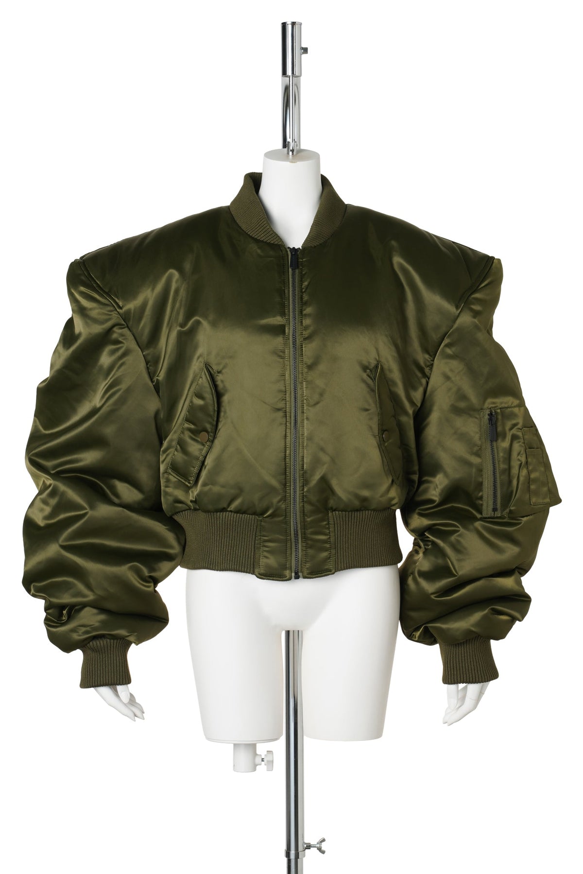 POWER SHOULDER BOMBER JACKET / GREEN