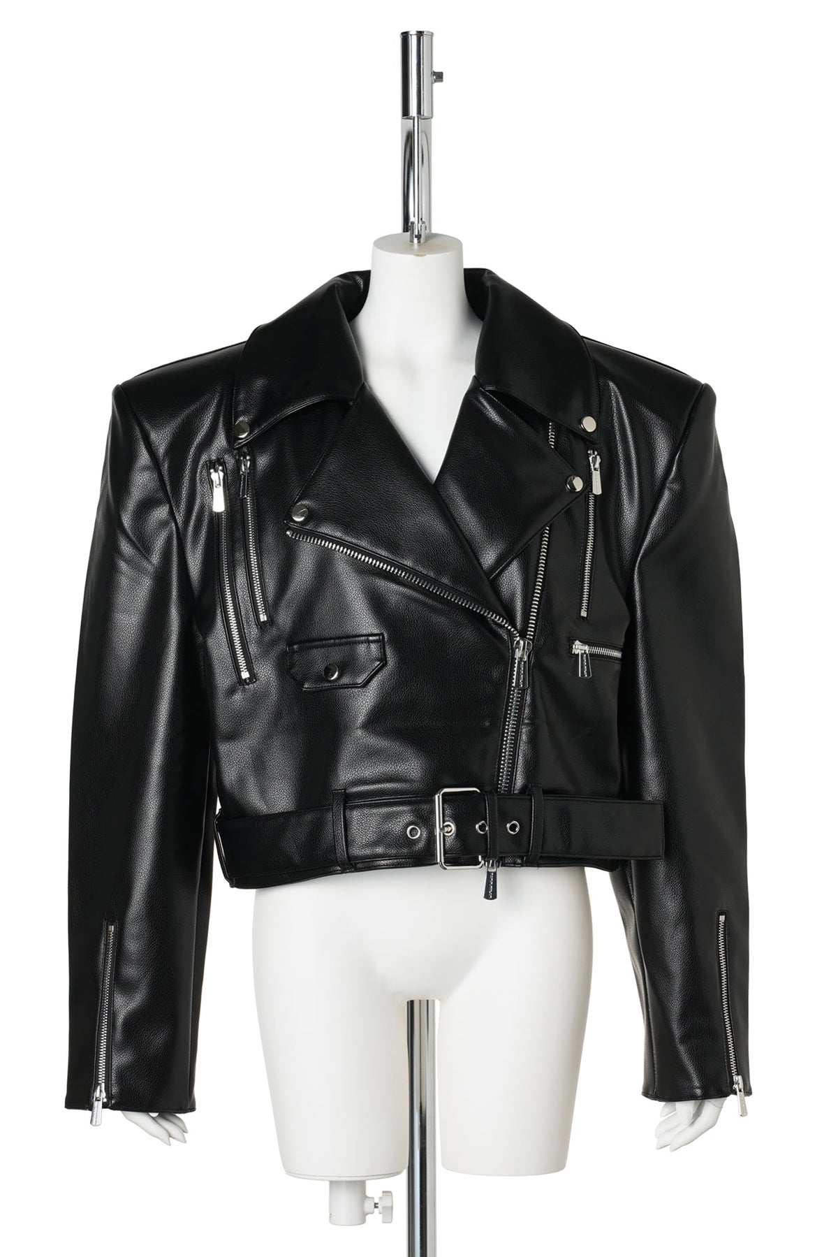 POWER SHOULDER BIKER JACKET / BLACK