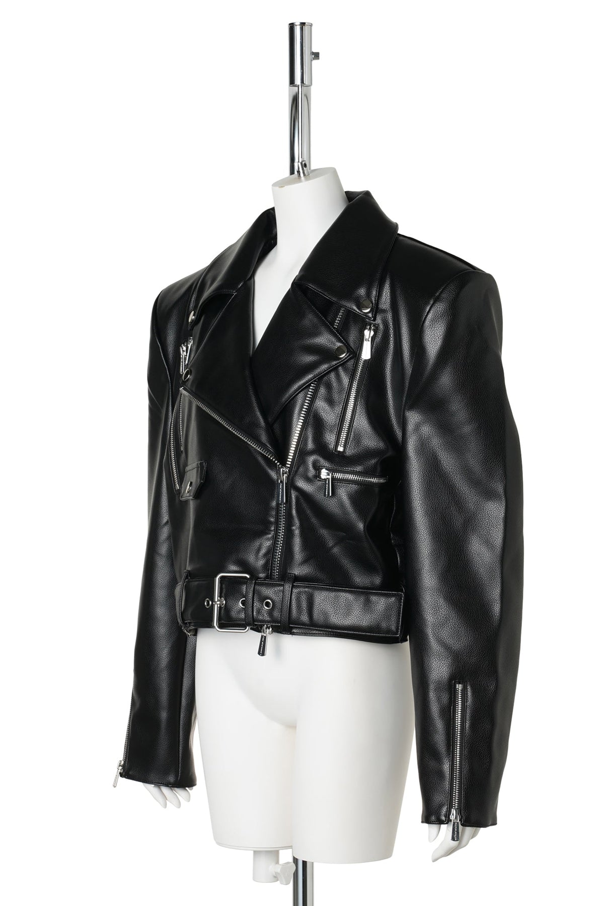 POWER SHOULDER BIKER JACKET / BLACK