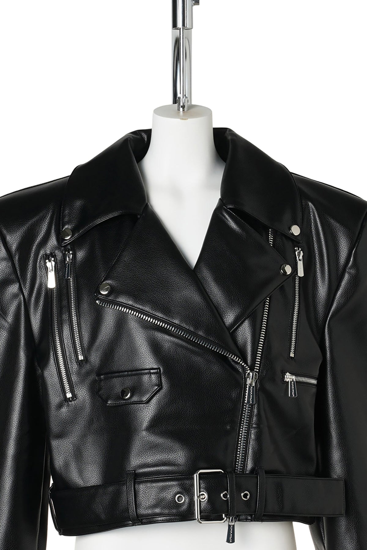 POWER SHOULDER BIKER JACKET / BLACK
