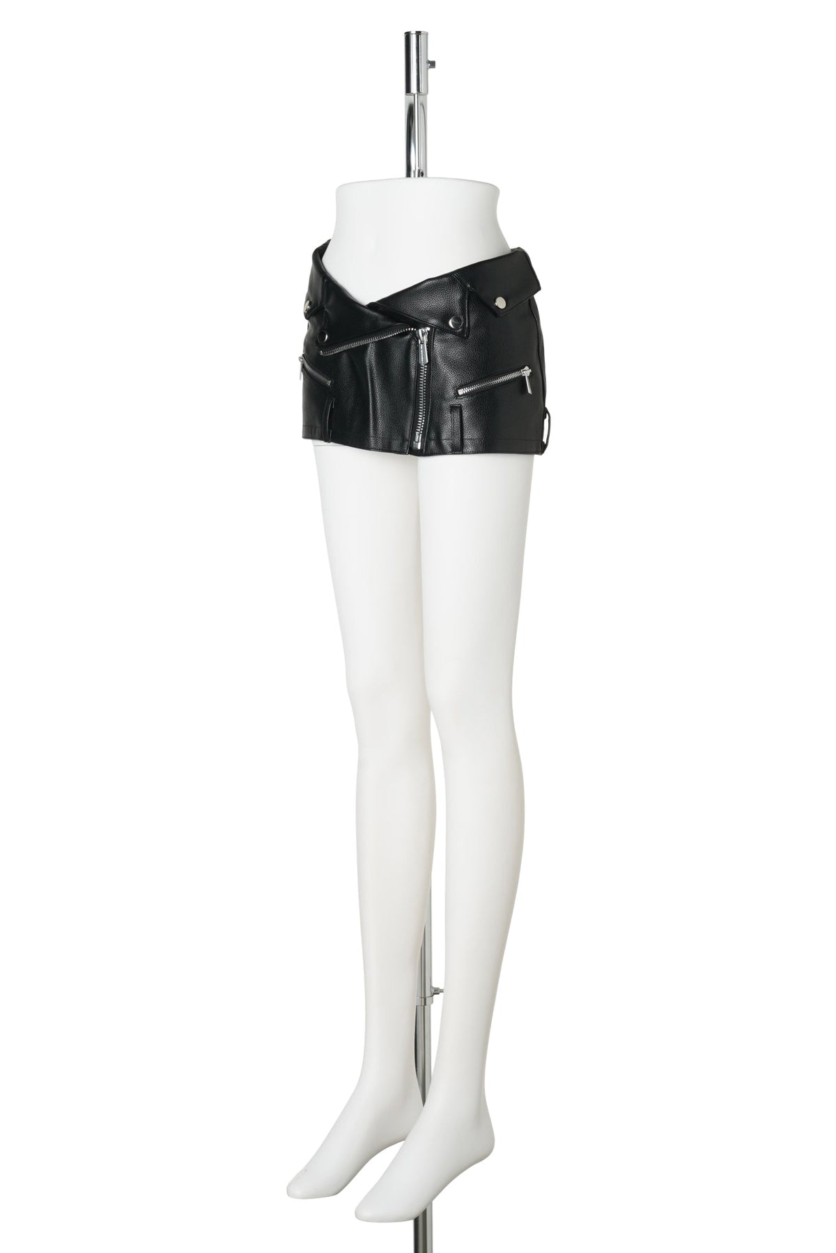 DECONSTRUCTED BIKER SKIRT MINI / BLACK