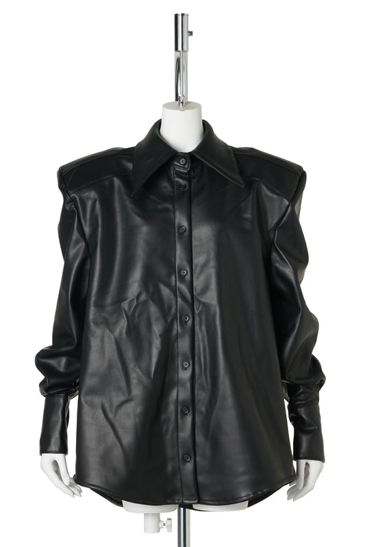 LEATHER POWER SHIRT / BLACK