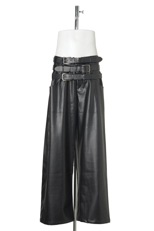 TRIPLE BELT PANTS / BLACK