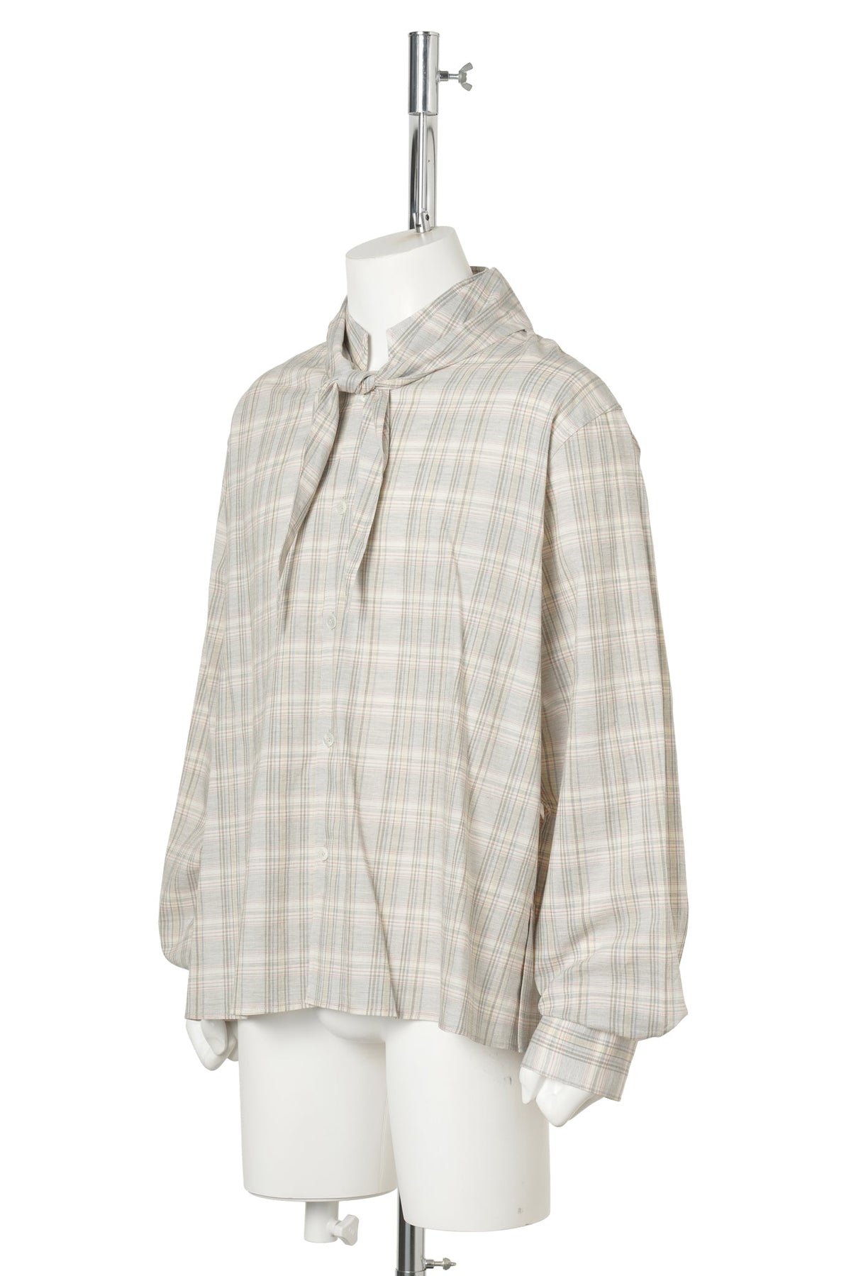 COMOLI SCARF SHIRT / GREY PLAID
