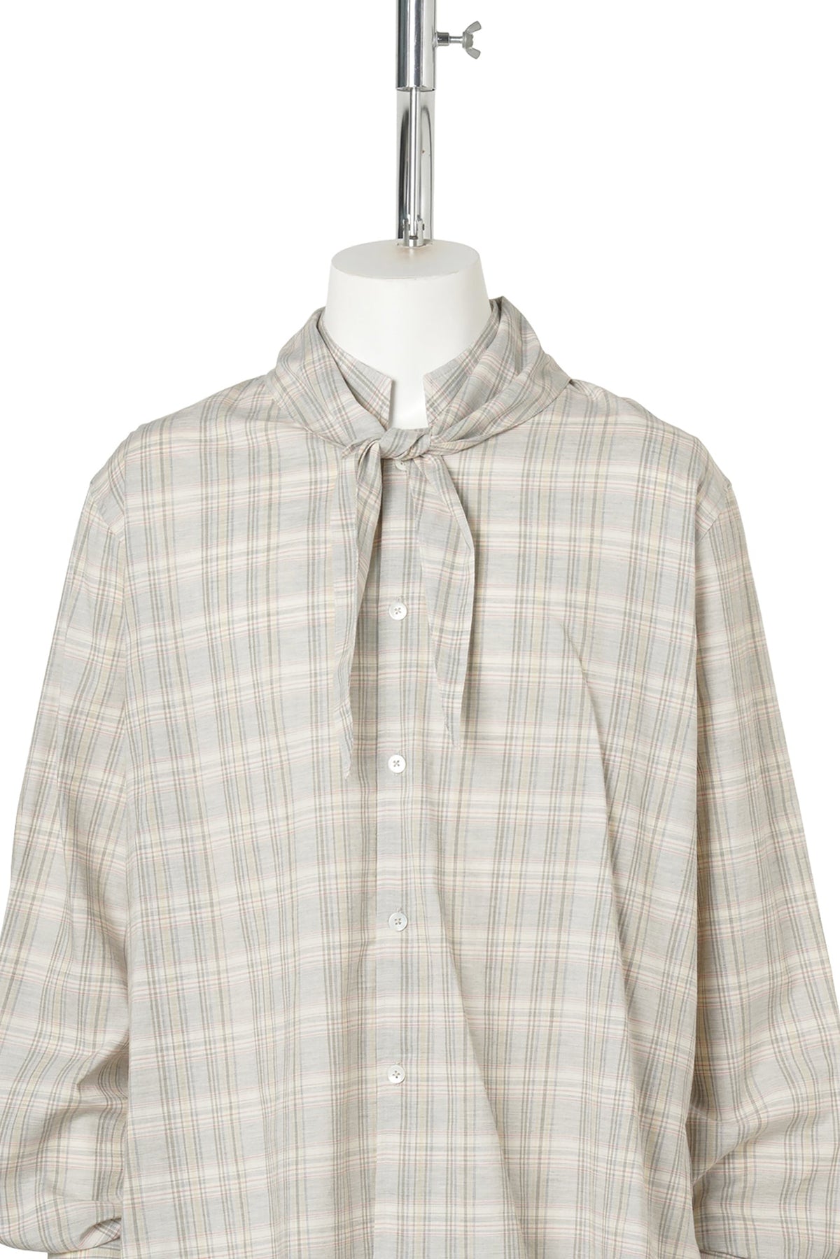 COMOLI SCARF SHIRT / GREY PLAID