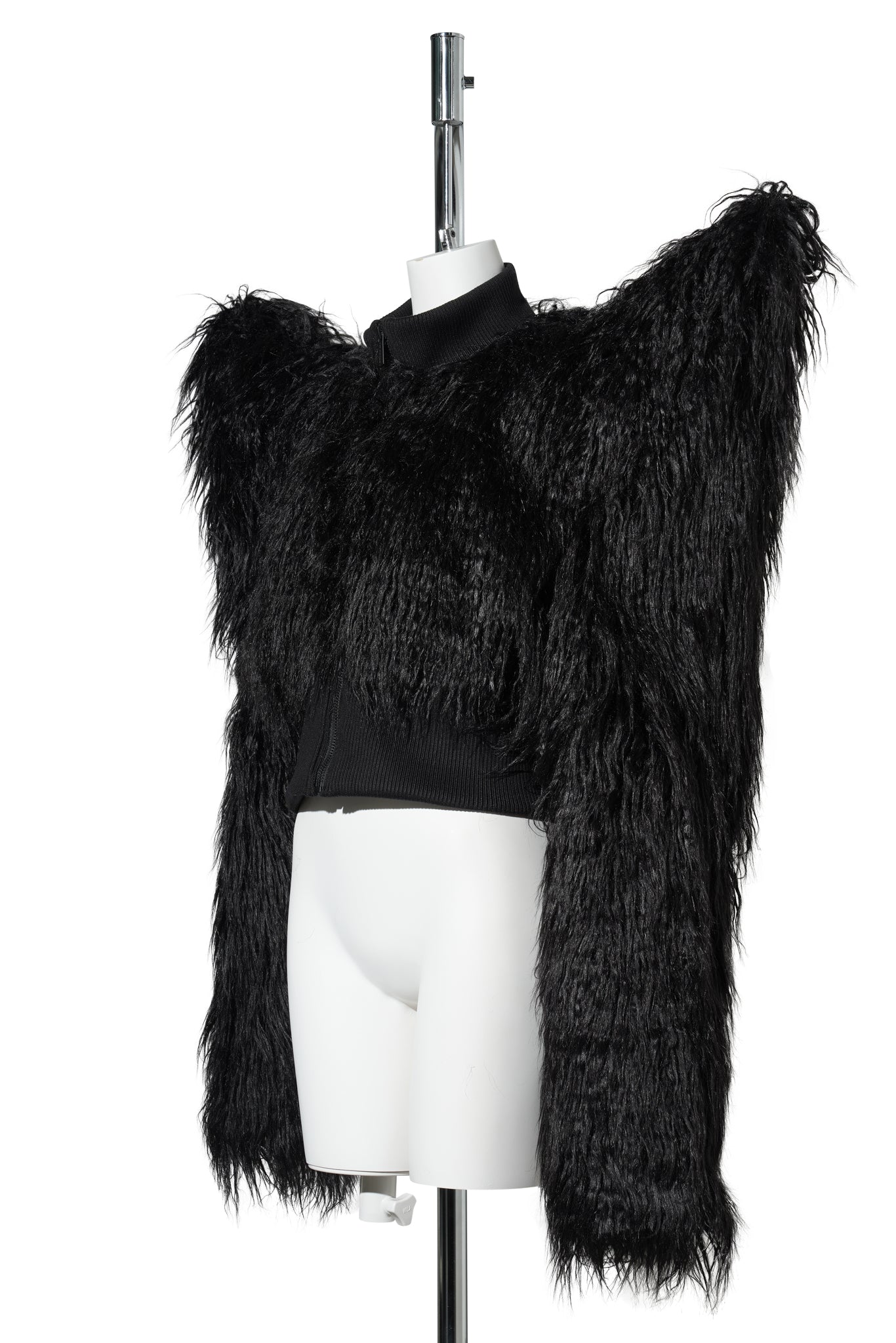DOOMSDAY CROP FAUX FUR JACKET / BLACK