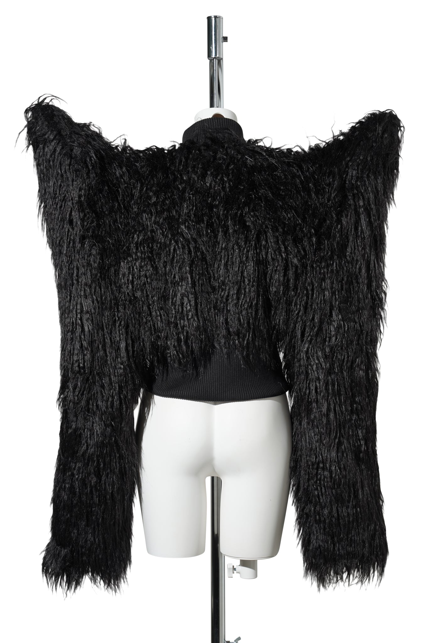 DOOMSDAY CROP FAUX FUR JACKET / BLACK
