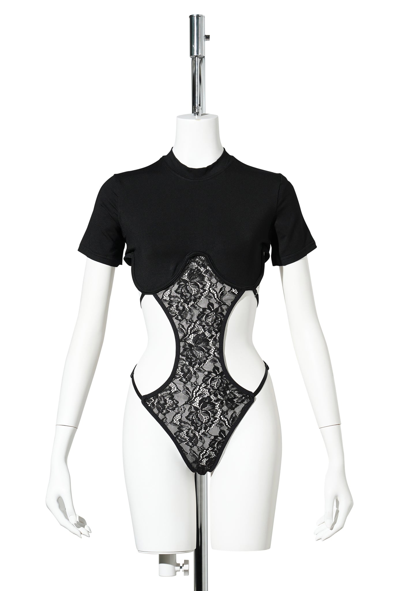 LINGERIE T-SHIRT BODYSUIT / BLACK