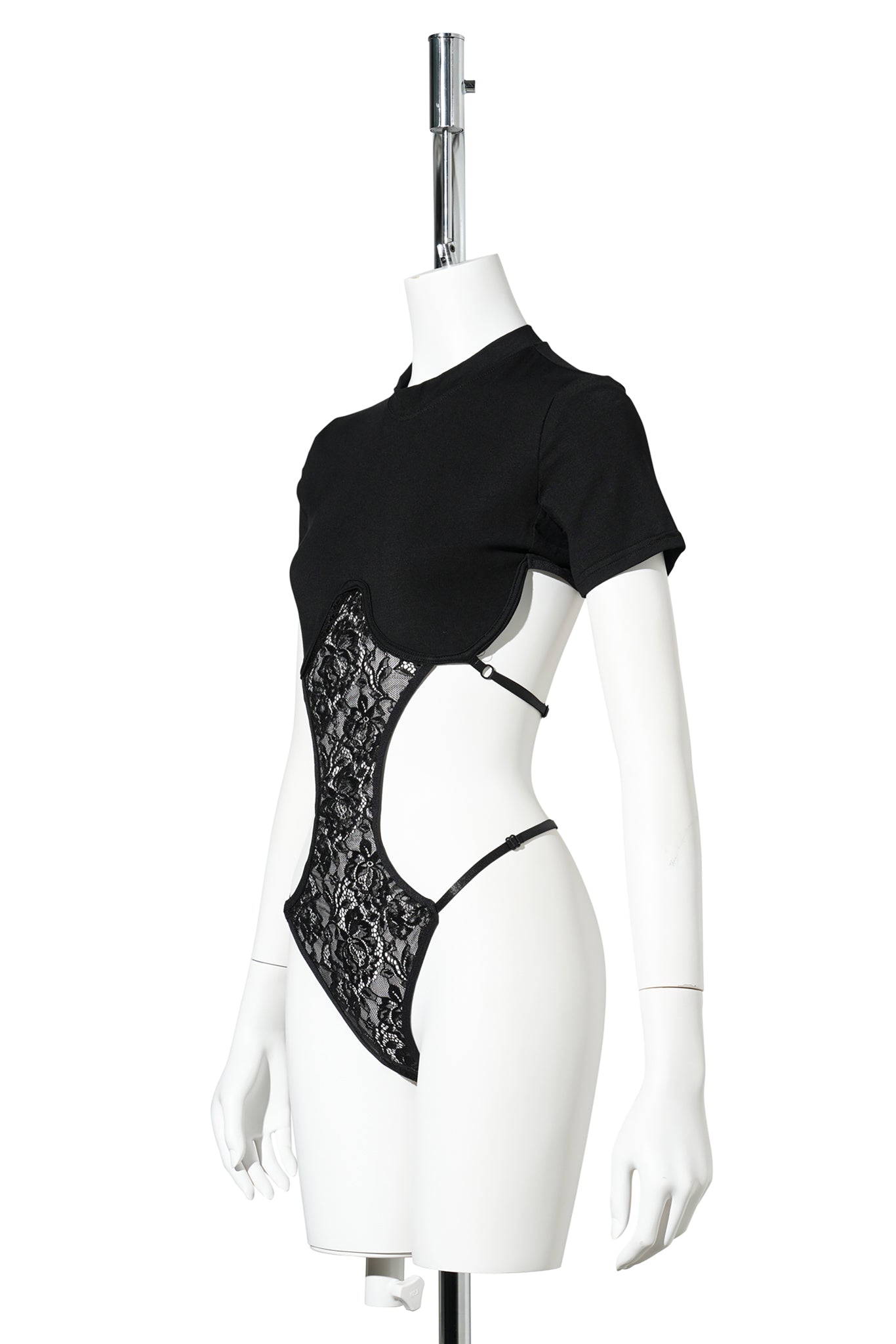 LINGERIE T-SHIRT BODYSUIT / BLACK