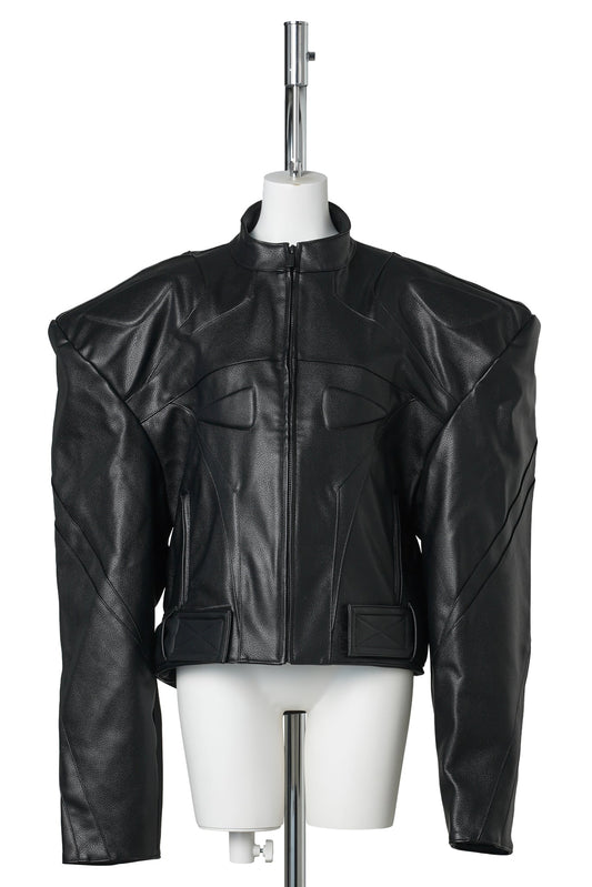POWER SHOULDER MOTO JACKET / BLACK