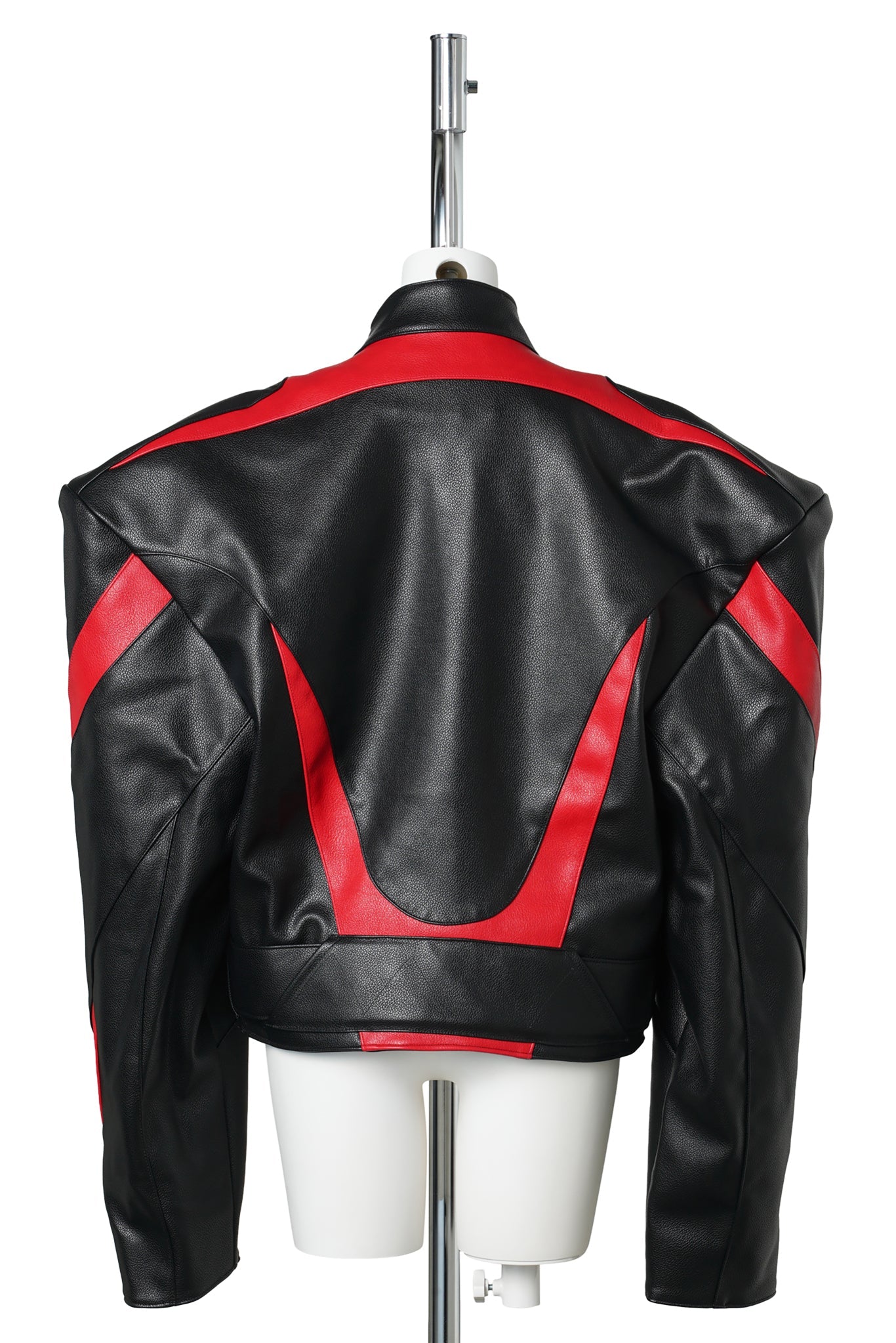POWER SHOULDER MOTO JACKET / BLACK/RED