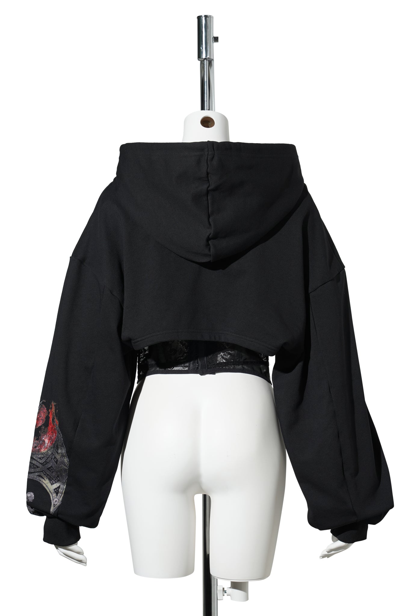 ROCKSTAR CORSET HOODIE / BLACK PRINT