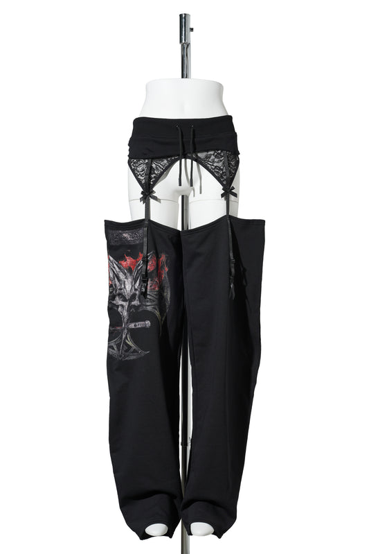 LINGERIE SWEATPANTS CHAPS / BLACK PRINT