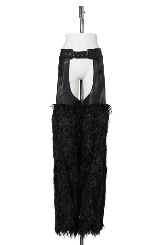 VIP FAUX FUR CHAPS / BLACK