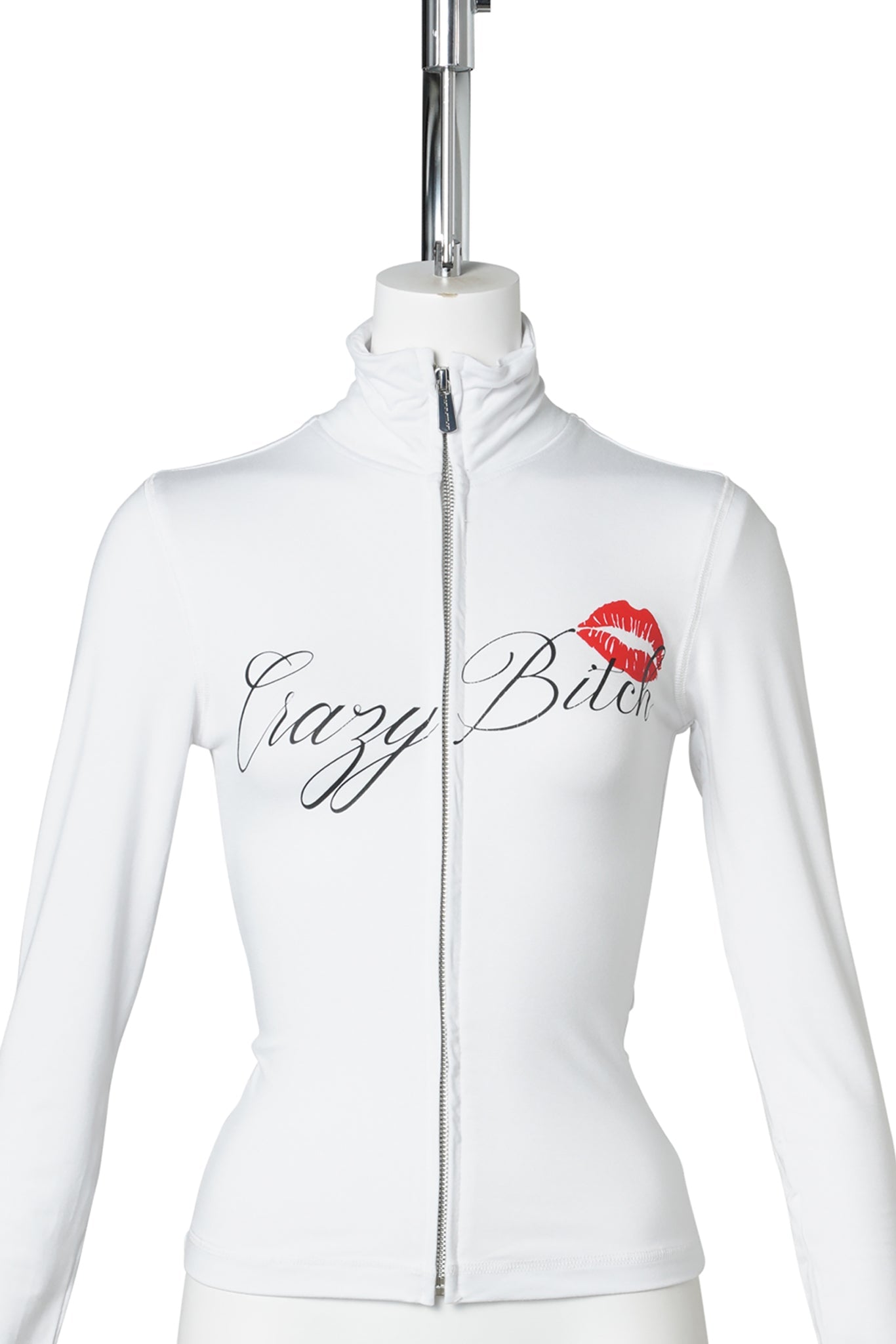 CRAZY B*TCH ZIP UP JACKET / WHITE