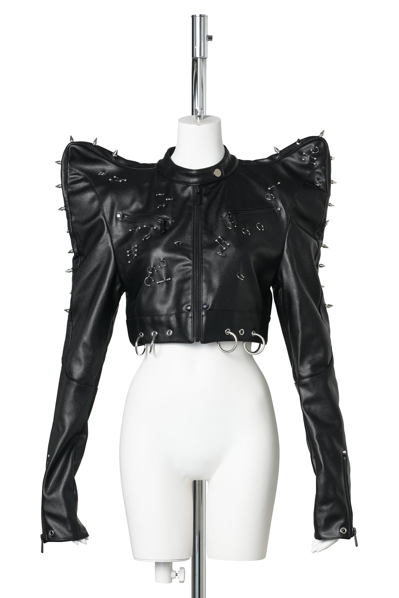 PIERCED CROP JACKET / BLACK