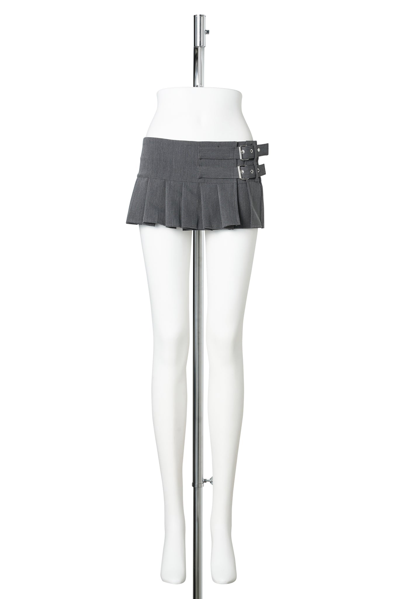MICRO PLEATED SUITING SKIRT / GREY