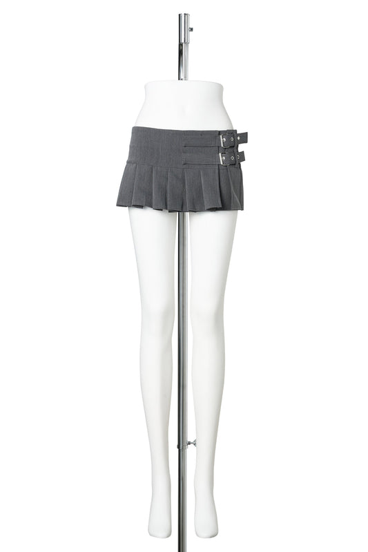 MICRO PLEATED SUITING SKIRT / GREY