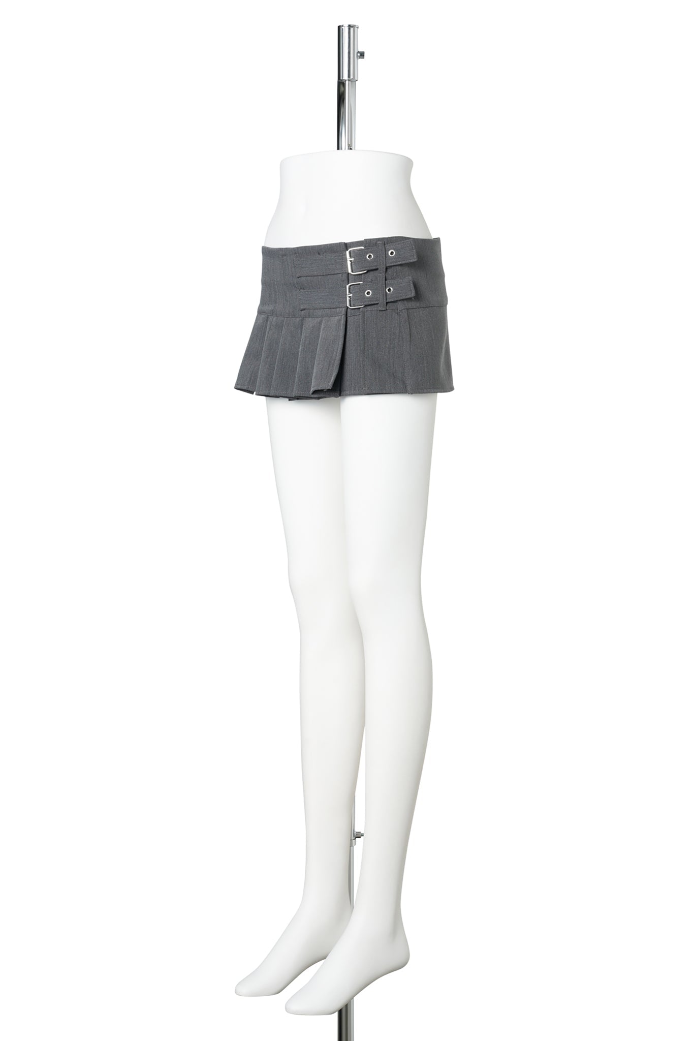 MICRO PLEATED SUITING SKIRT / GREY
