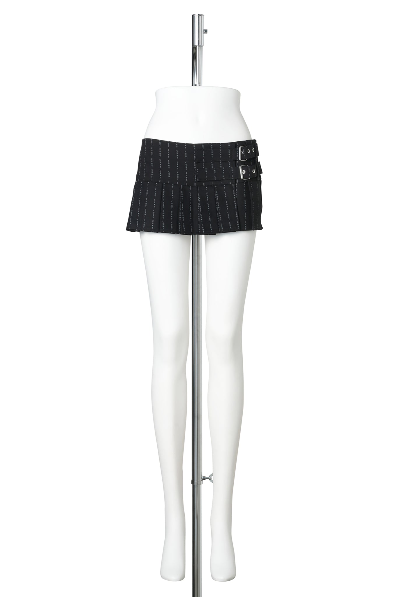MICRO PLEATED SUITING SKIRT / BLACK PRINT
