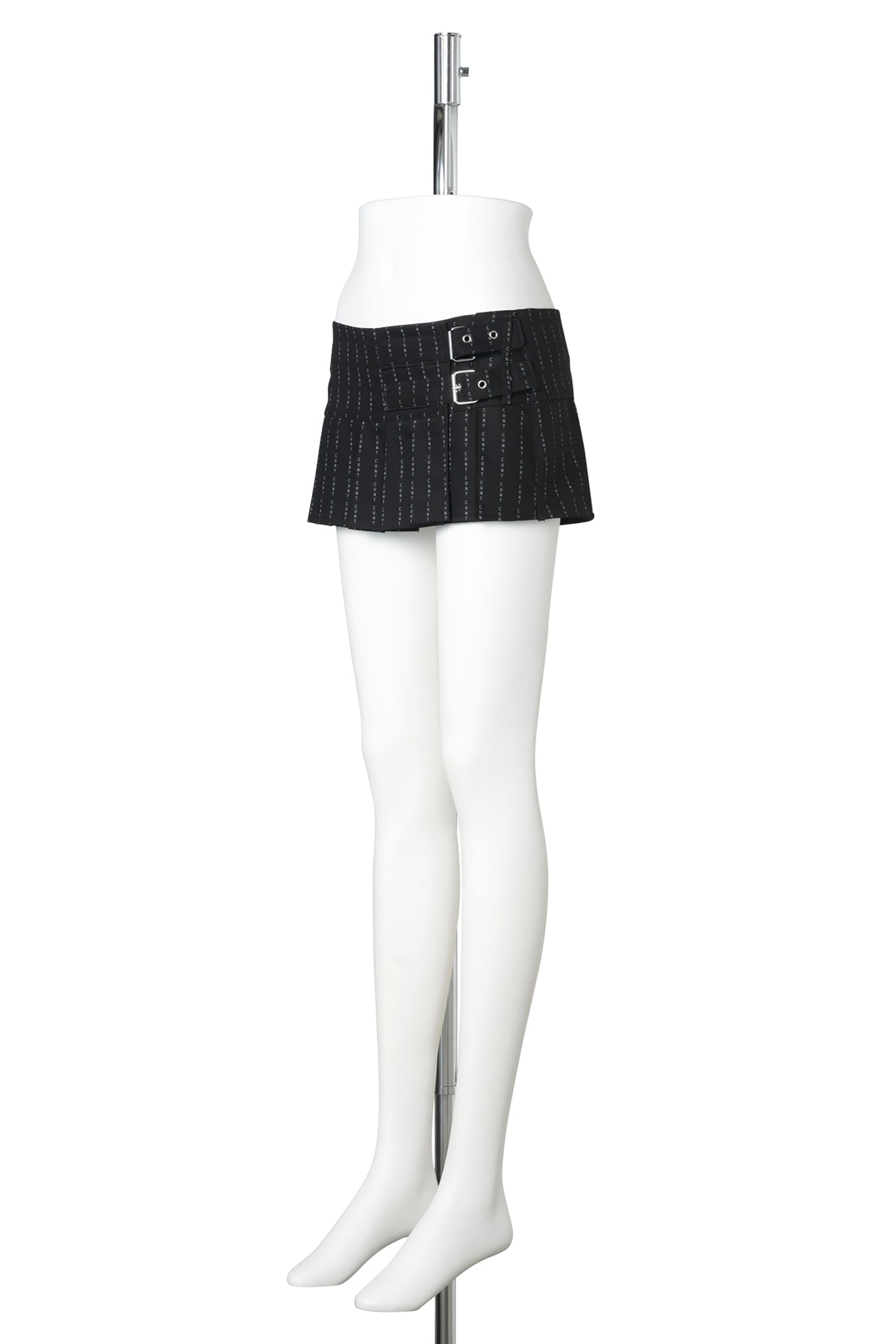 MICRO PLEATED SUITING SKIRT / BLACK PRINT