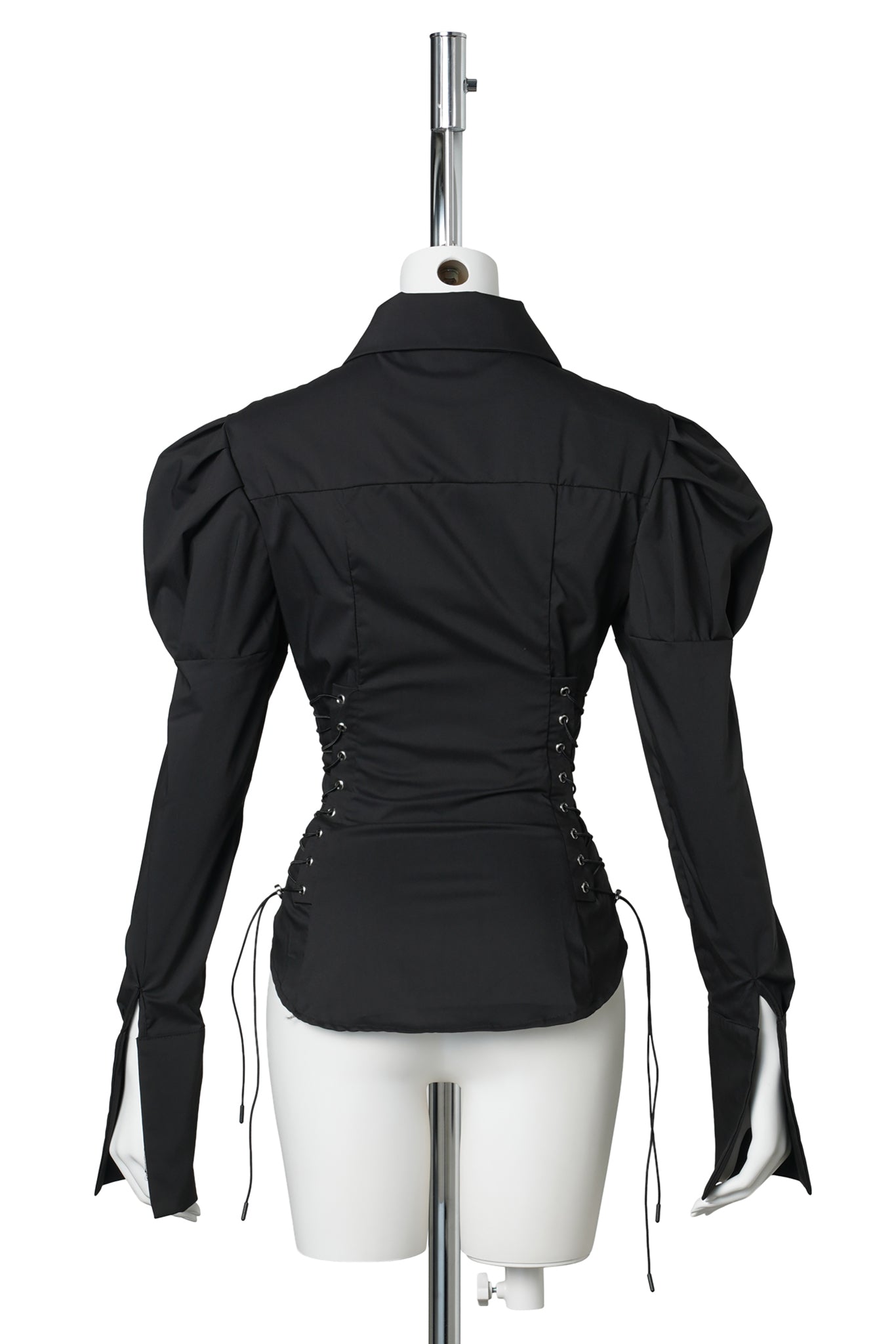PUFF SLEEVE CORSETED BLOUSE / BLACK