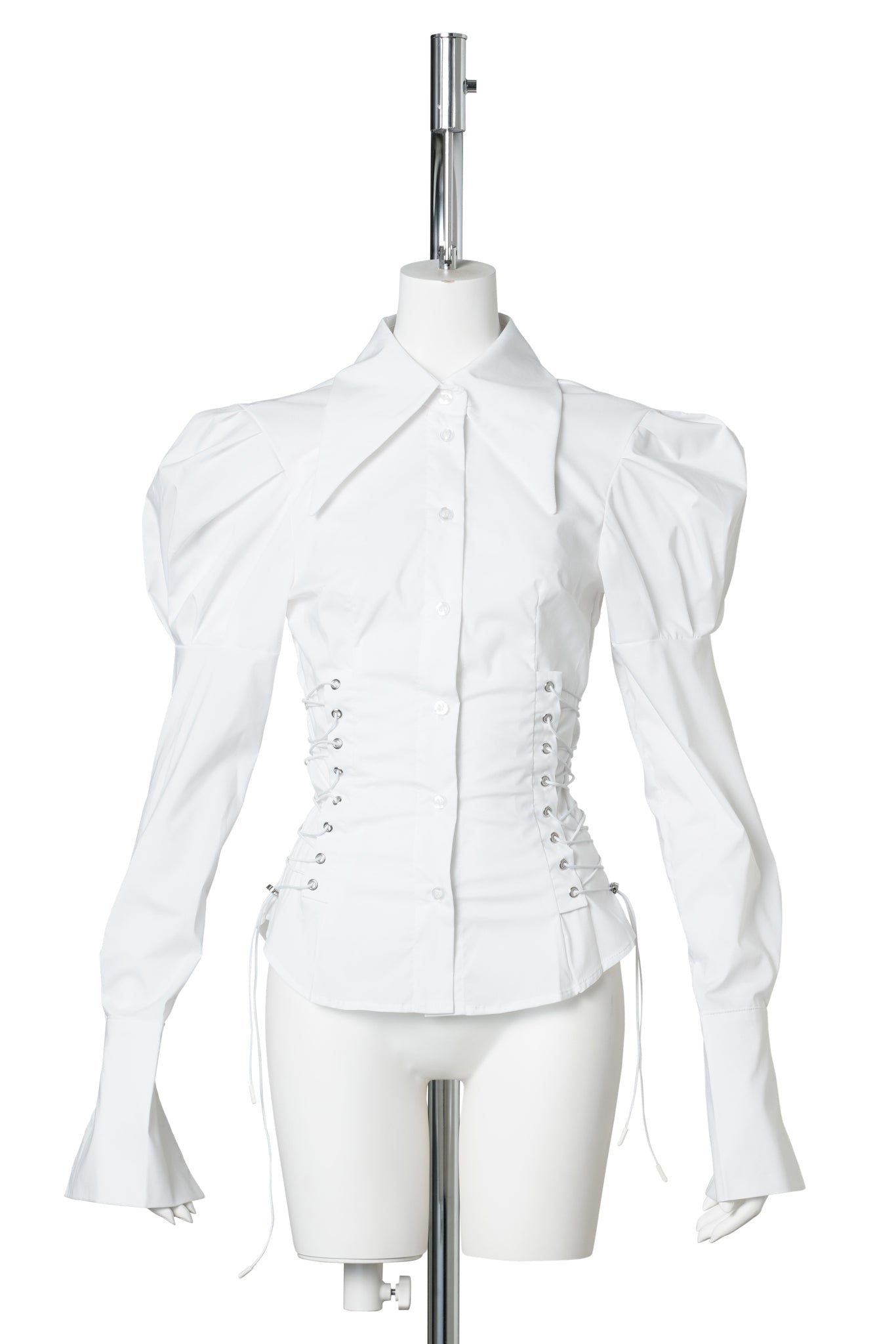 PUFF SLEEVE CORSETED BLOUSE / WHITE