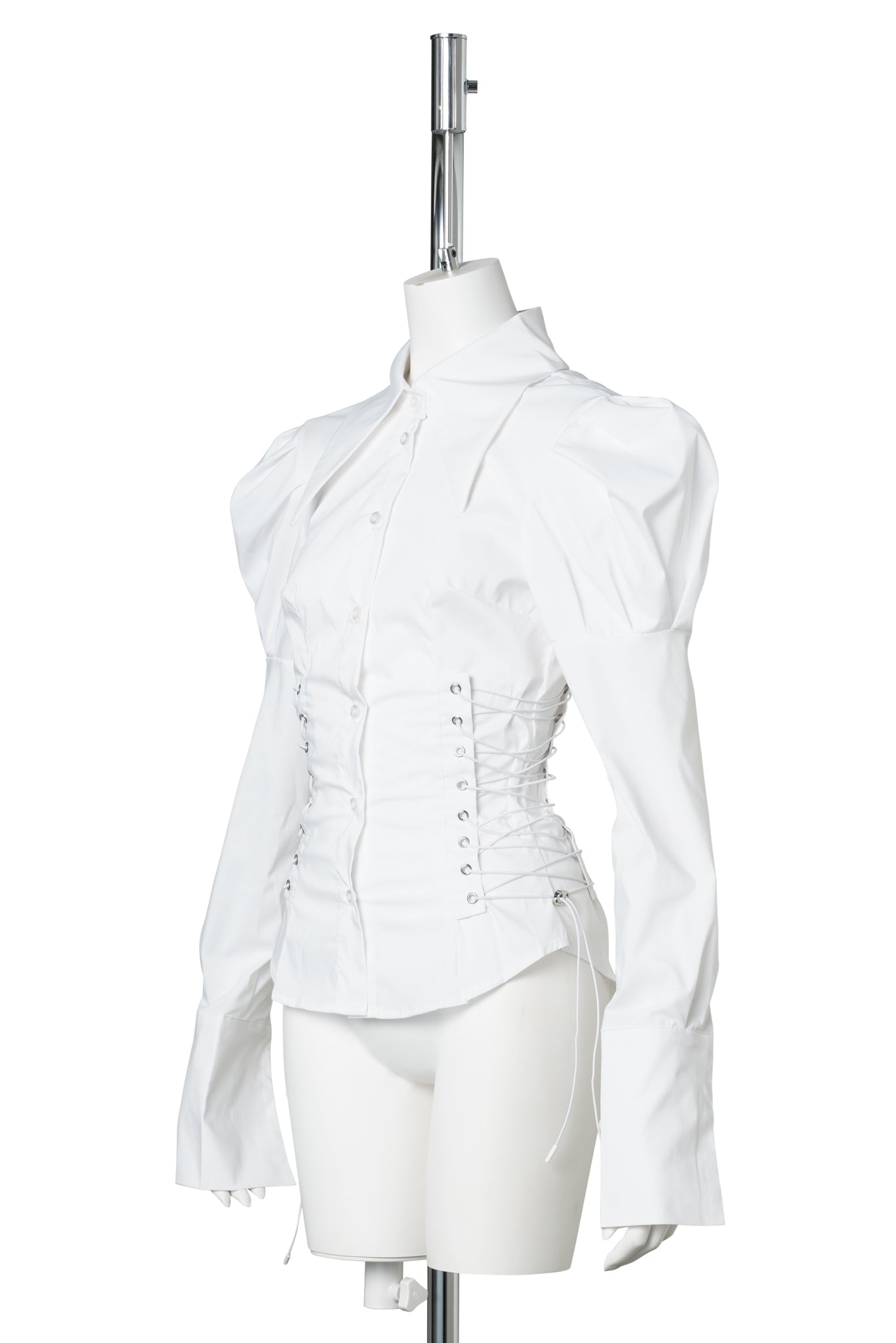 PUFF SLEEVE CORSETED BLOUSE / WHITE