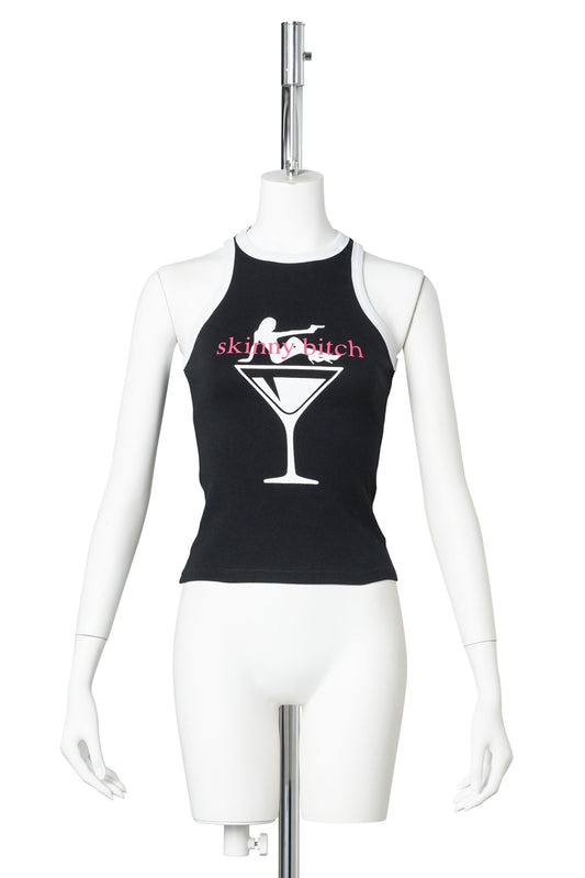 SKINNY B*TCH TANK TOP / BLACK PRINT SKINNY