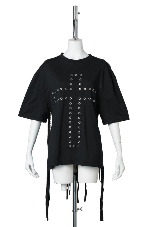 SHREDDED CHAIN UP T-SHIRT / BLACK PRINT