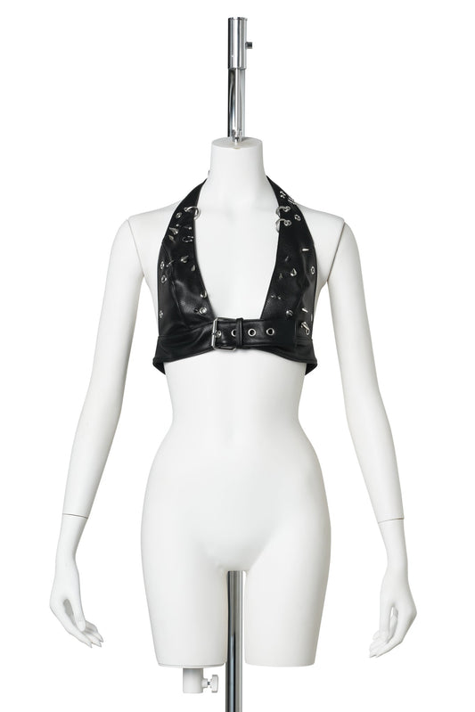 PIERCED HALTER TOP / BLACK
