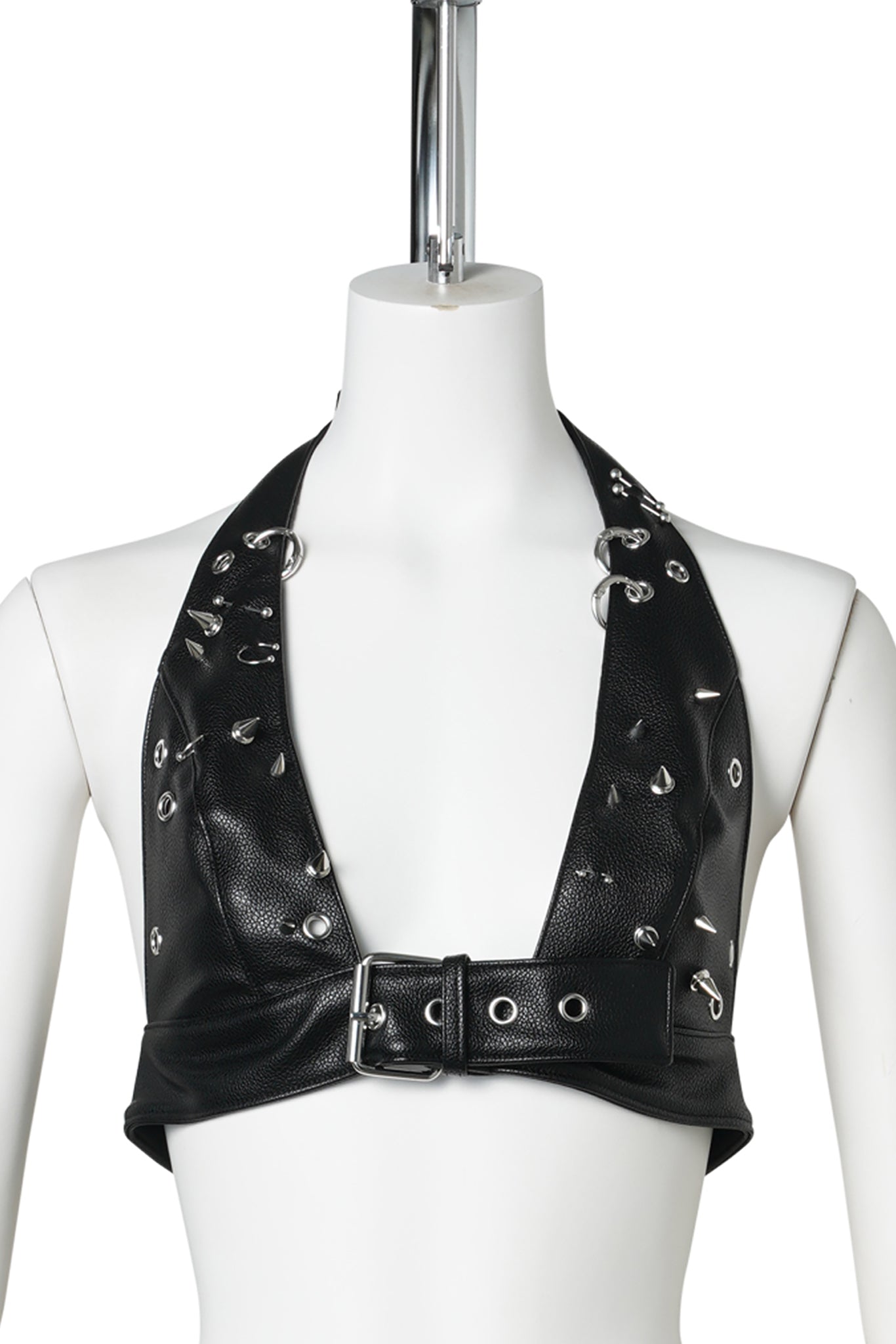 PIERCED HALTER TOP / BLACK