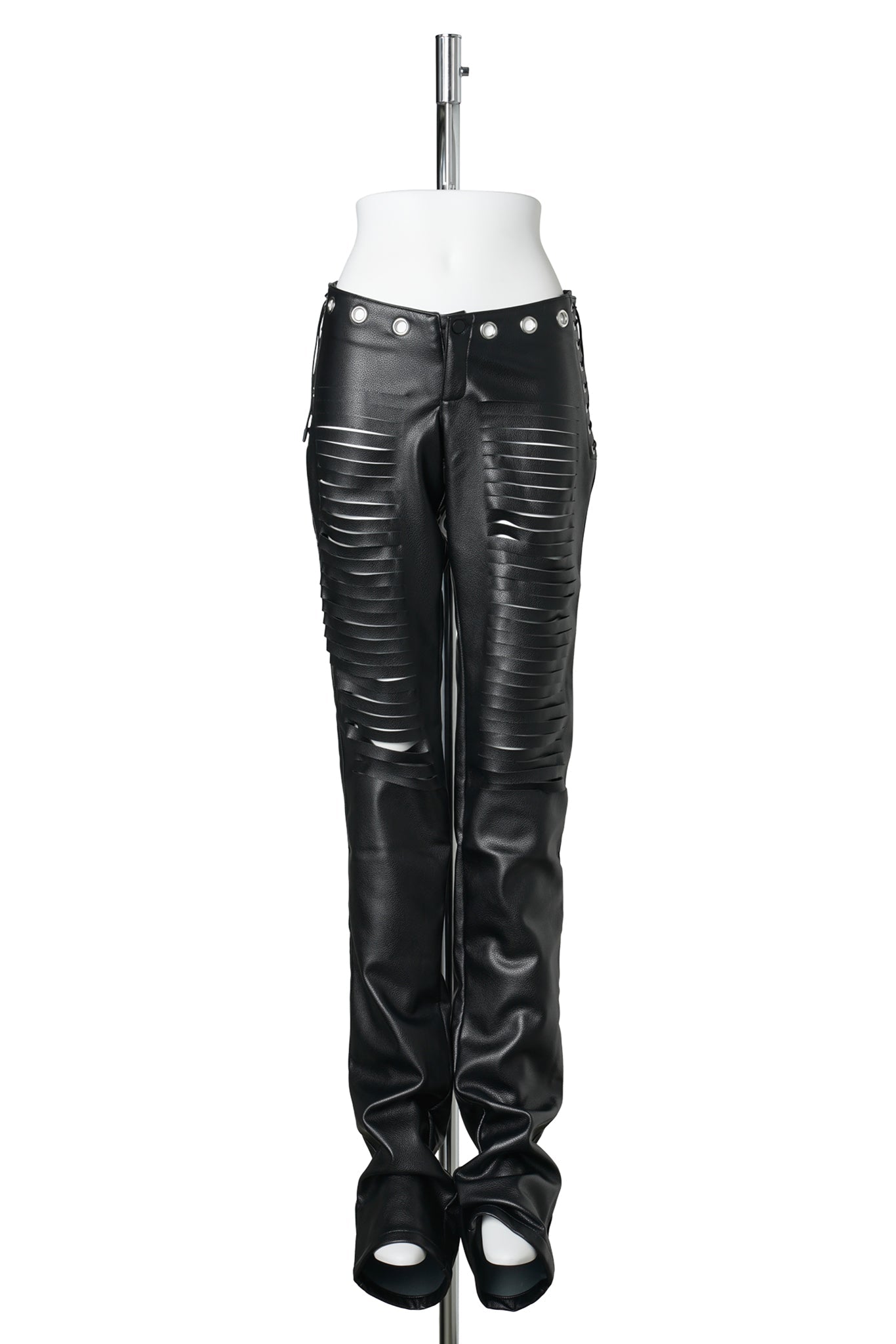 LASERCUT LOW WAIST PANTS / BLACK
