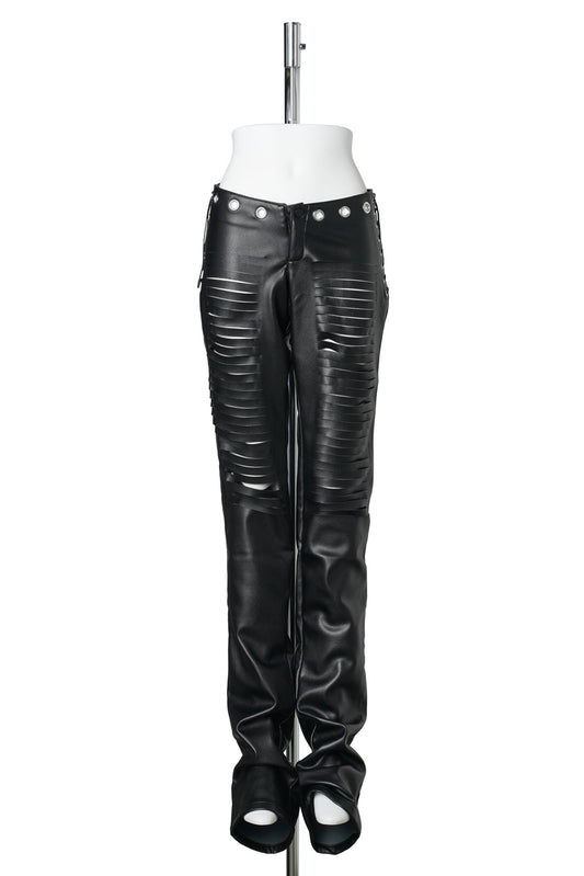 LASERCUT LOW WAIST PANTS / BLACK