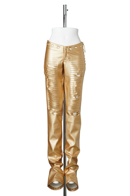 LASERCUT LOW WAIST PANTS / GOLD