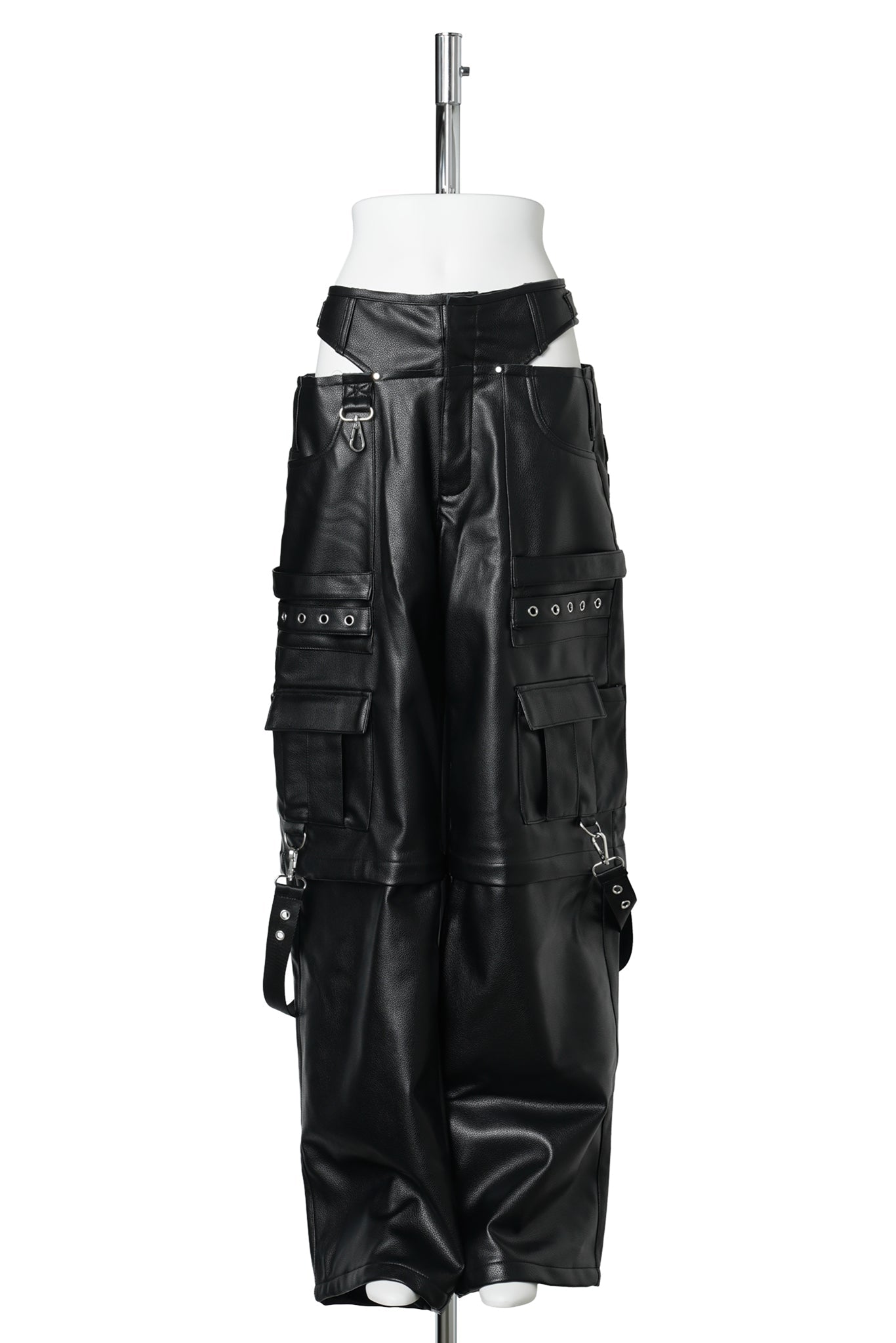 CARGO LEATHER PANTY TROUSERS / BLACK