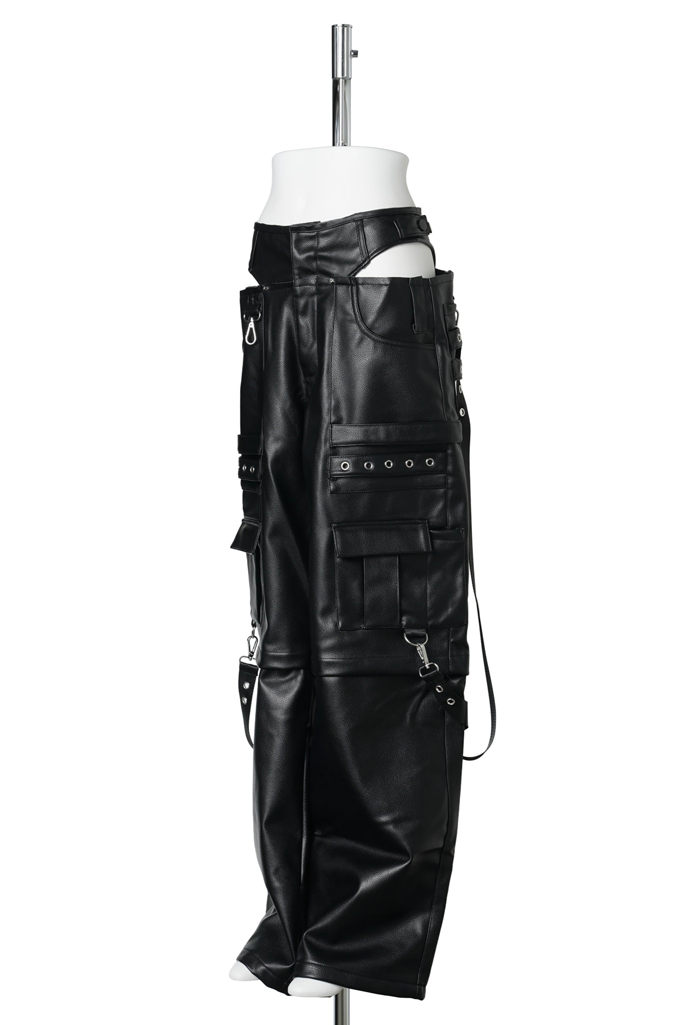 CARGO LEATHER PANTY TROUSERS / BLACK