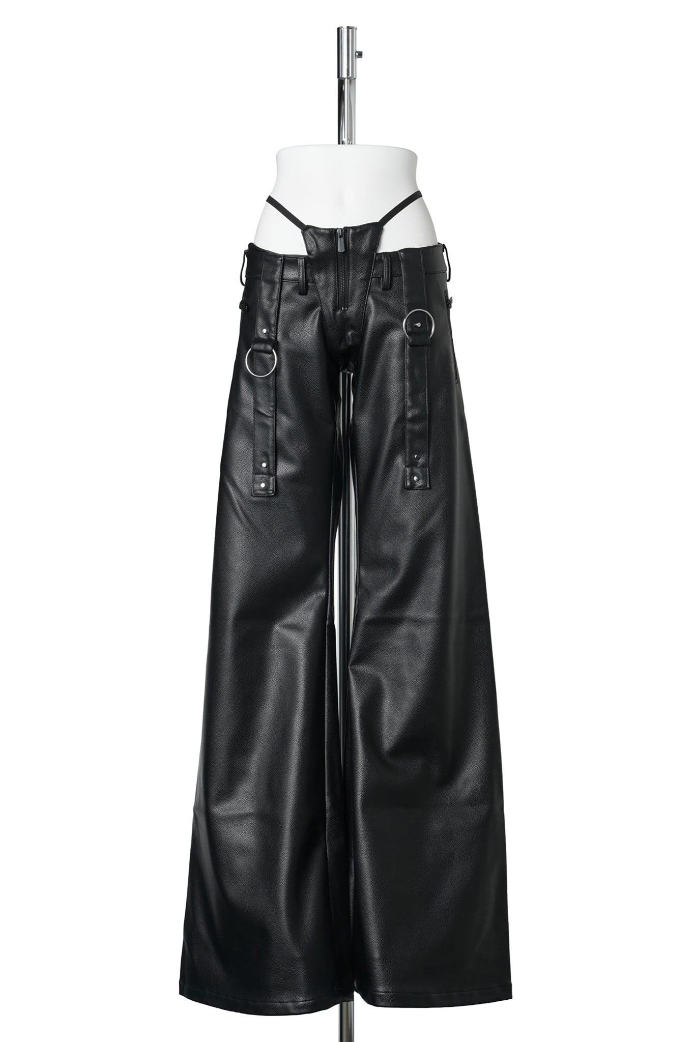 BELTED THONG PANTS / BLACK
