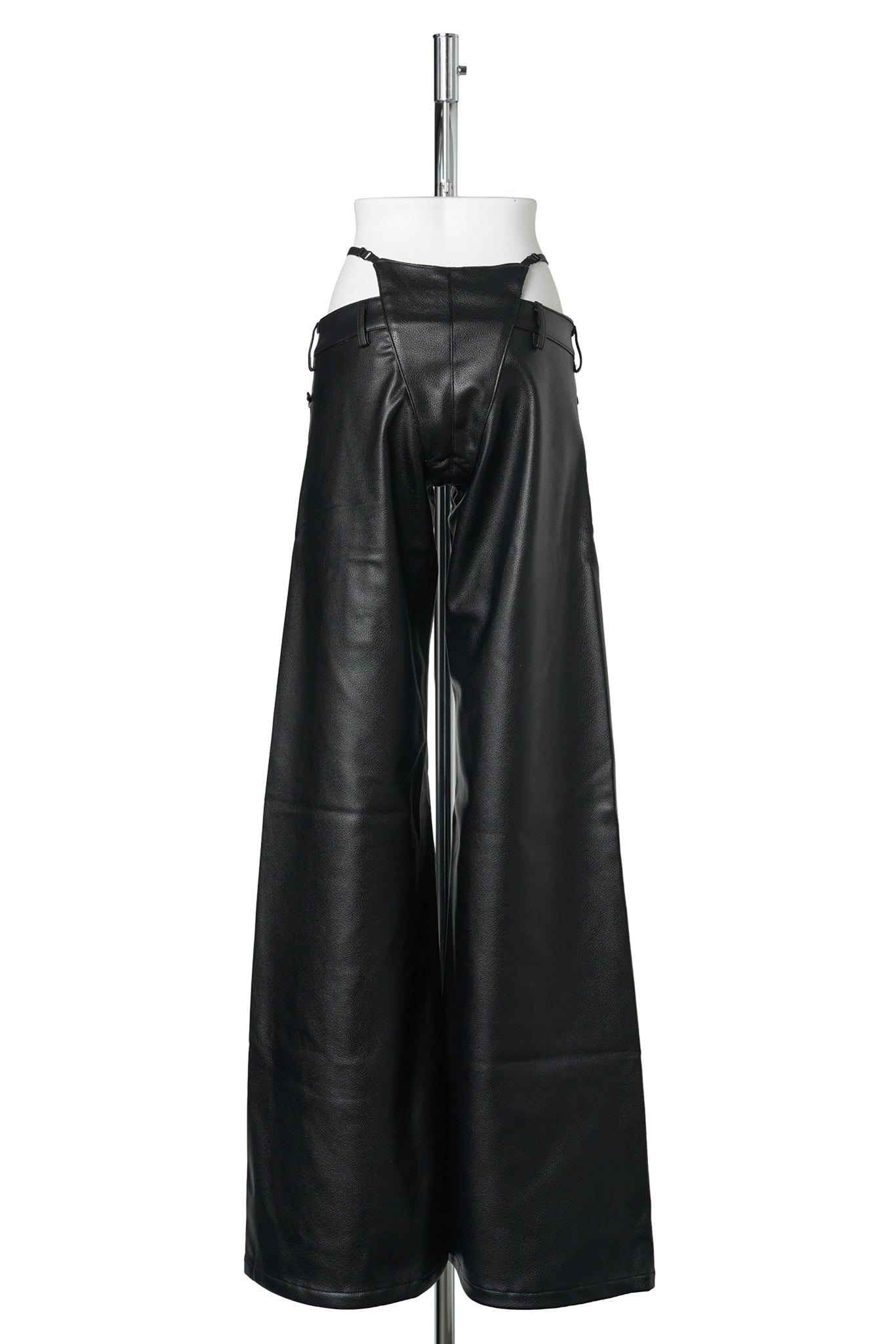 BELTED THONG PANTS / BLACK