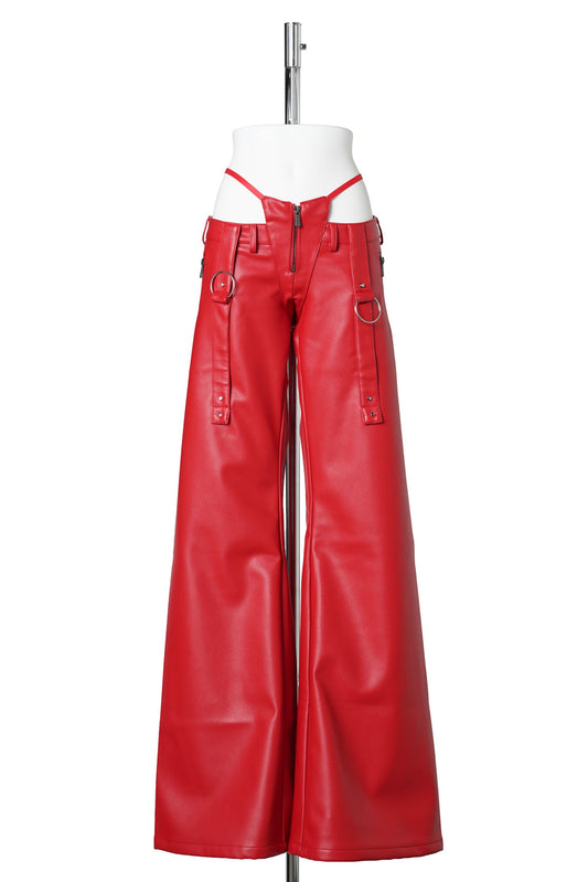 BELTED THONG PANTS / RED