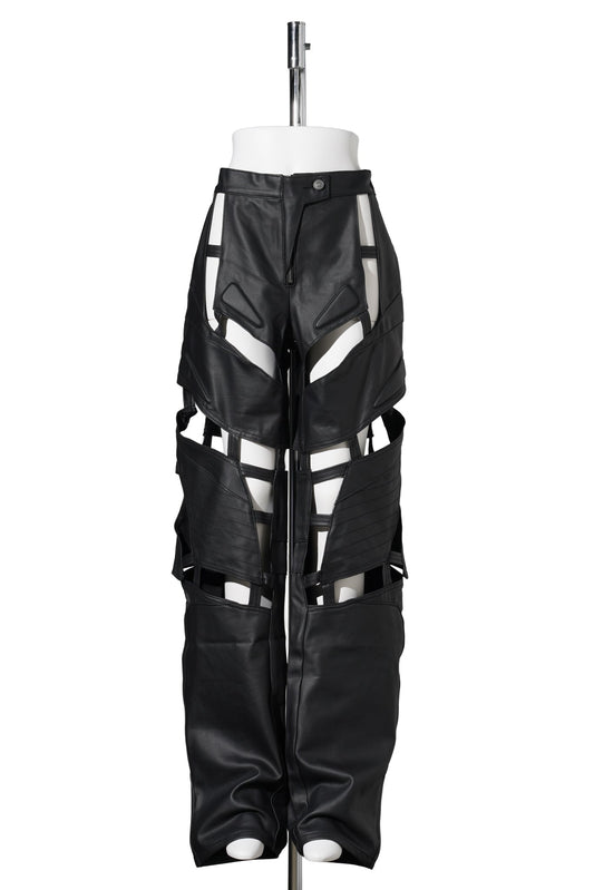 MOTO DENIM FLOATING PANTS / BLACK COATED