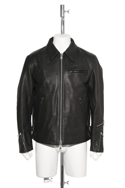 FRONT ZIP RIDERS JACKET / BLACK