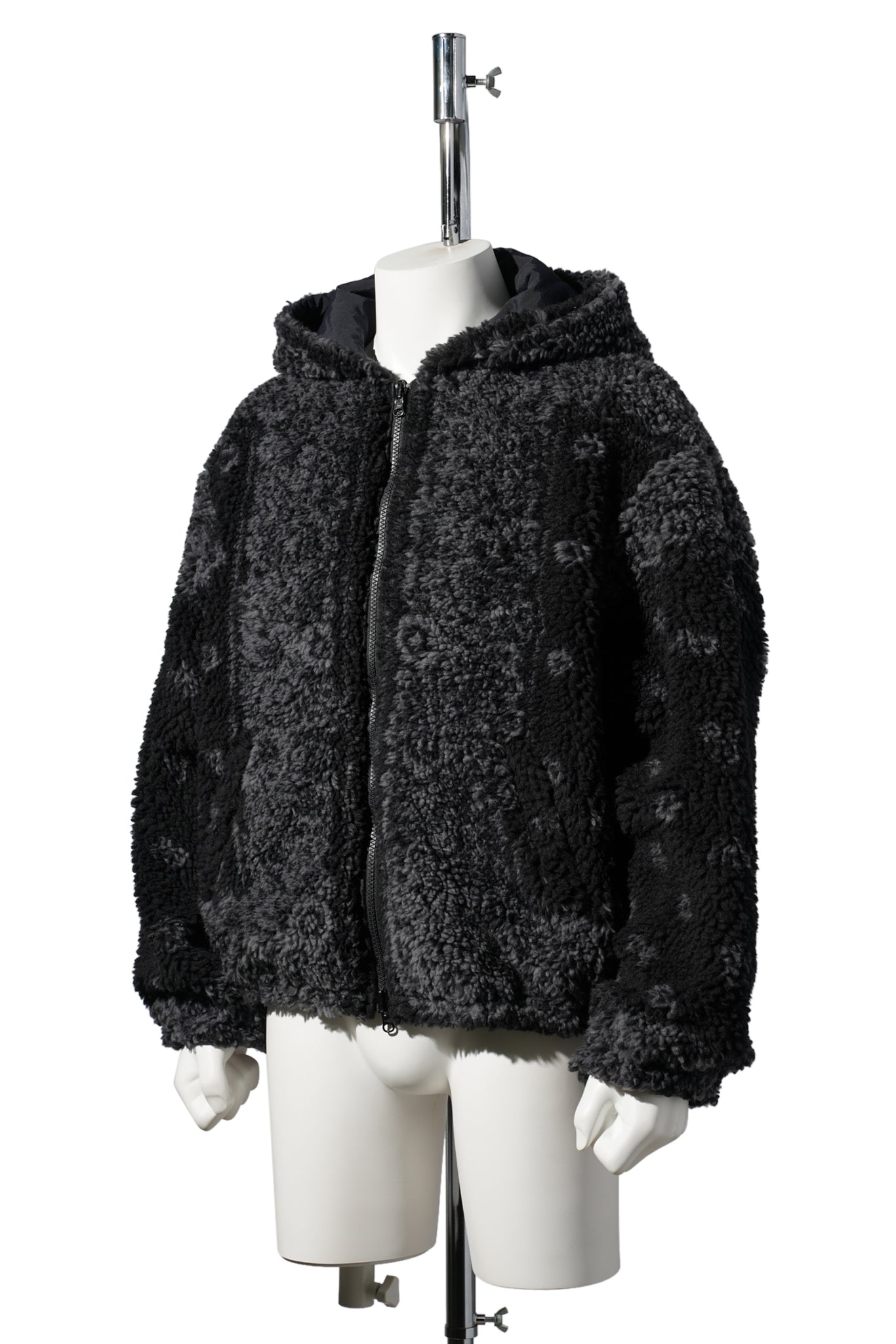 DYG REVERSIBLE SHERPA HOODY / BLACK