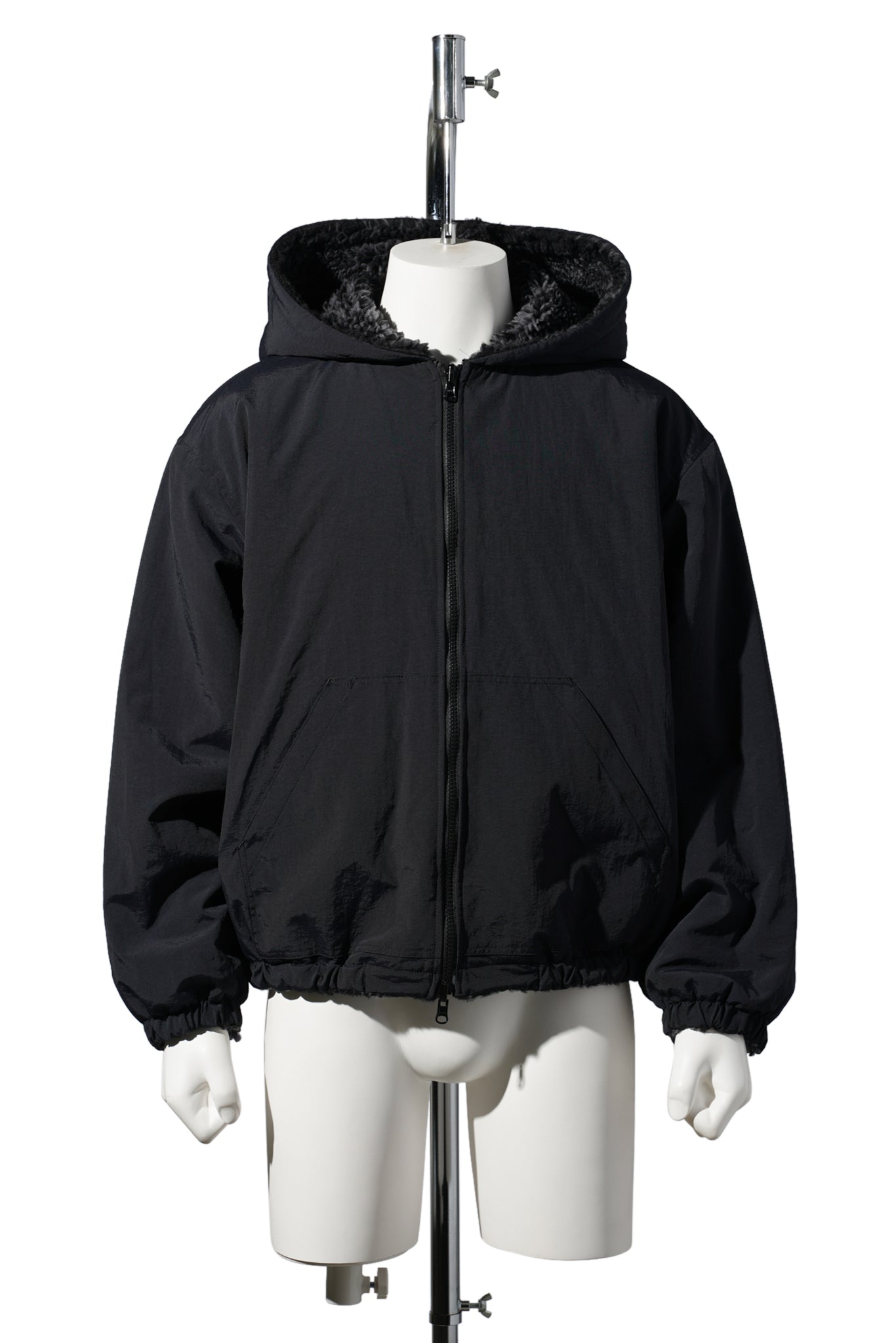 DYG REVERSIBLE SHERPA HOODY / BLACK