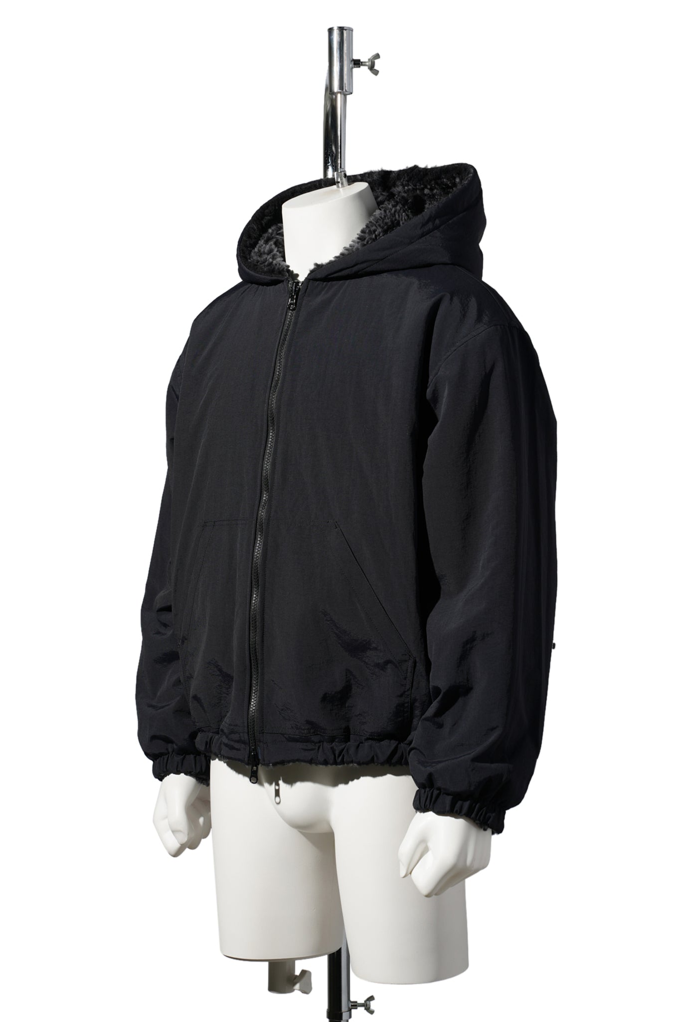 DYG REVERSIBLE SHERPA HOODY / BLACK