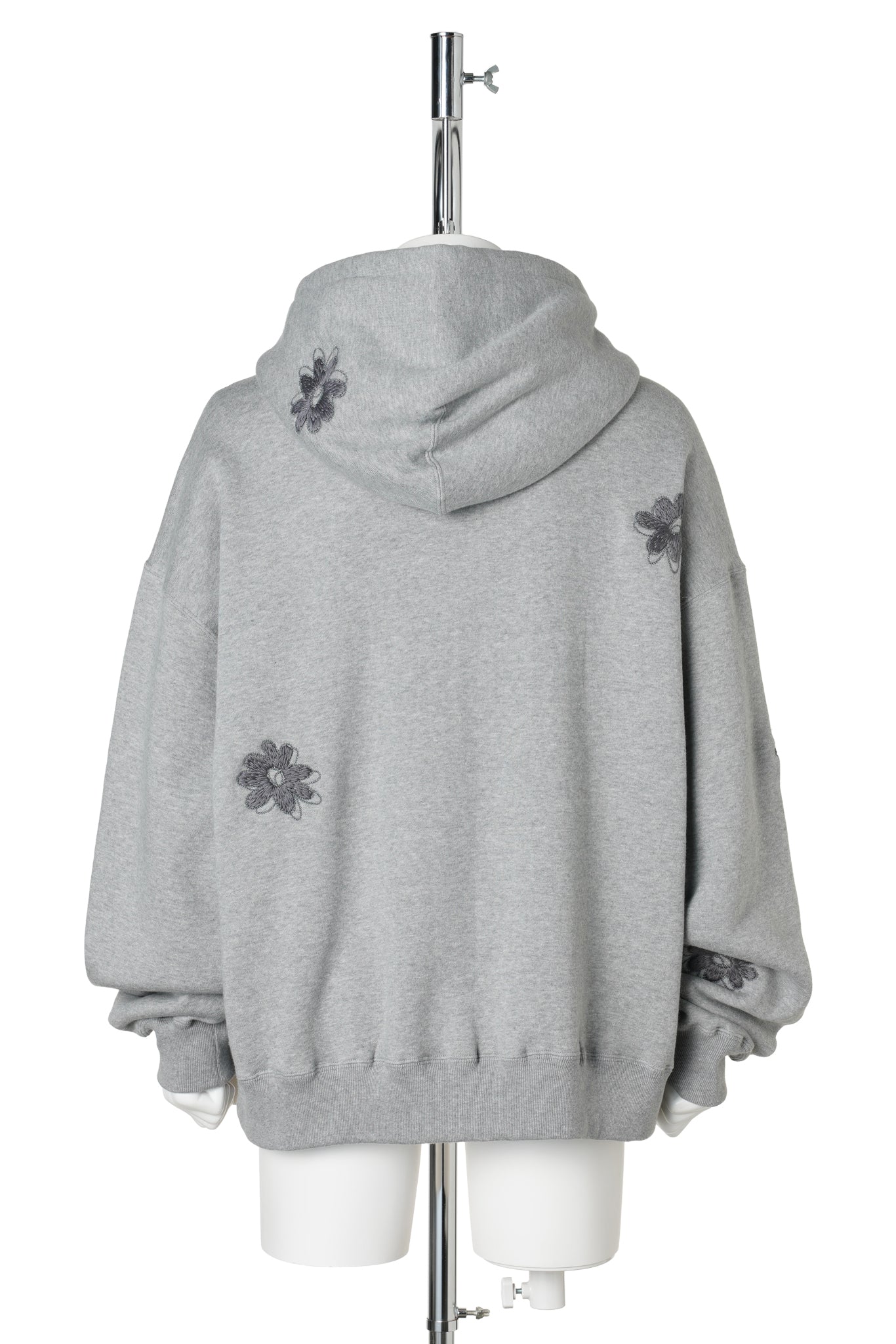FLOWER EMBROIDERY HOODY / GRAY