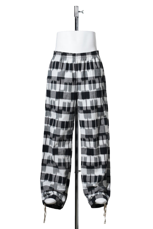 IKAT CHECK EASY PANTS / BLACK x WHITE