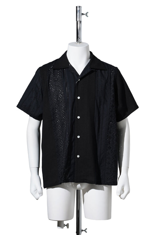 LACE PATCHWORK SHIRT / BLACK