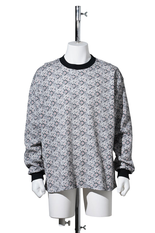 SMALL FLOWER WAFFLE TEE / GREY